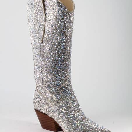 Arider Girl ZOE Women Leather Block Heel Rhinestone Western Knee High Boots-12 Pairs Pack-84.65/Pair for wholesale by Mars Sky Shoes Wholesale