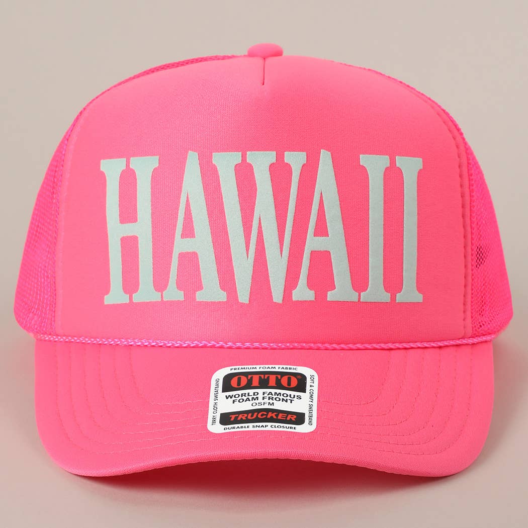 Fashion City - Wholesale Trucker Hat - Unisex - HAWAII Text Printed Mesh Back Foam Trucker Hat34