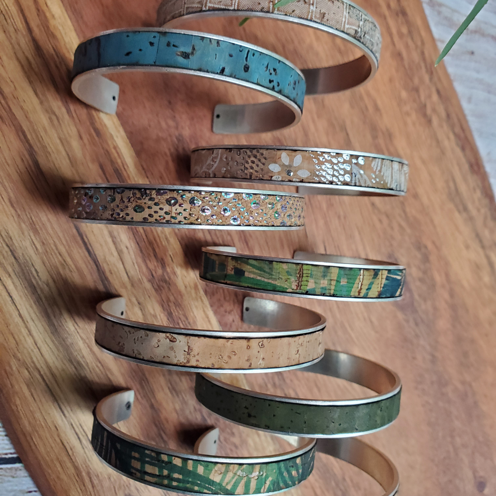 Gem Lounge Jewelry – Großhandel Manschettenarmband – Kork Silber Skinny Cuff Armband13