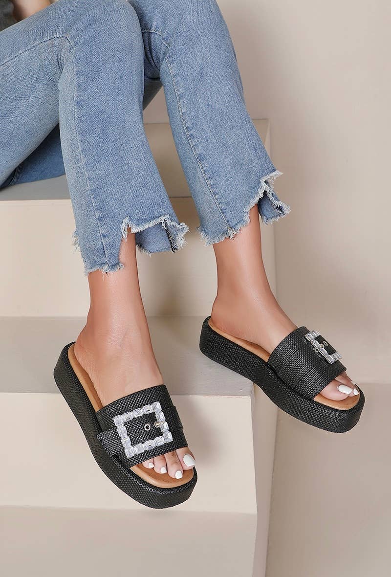 Joia Paris – wholesale Sandaler - Dam – Platta sandaler med fyrkantig spänne H8-9108