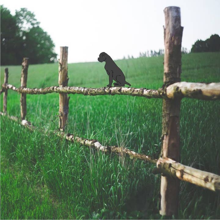 Boxer Sitting Fence Topper for wholesale by Steel Images