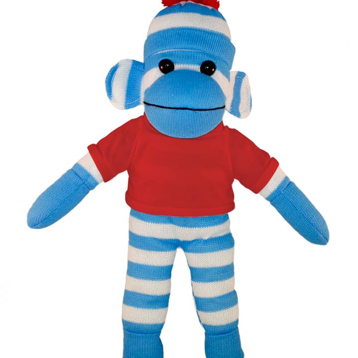 Plushland - Wholesale Stuffed/Plush Toy - Kids & Baby - Blue Sock Monkey Bean Bag animal 10"12