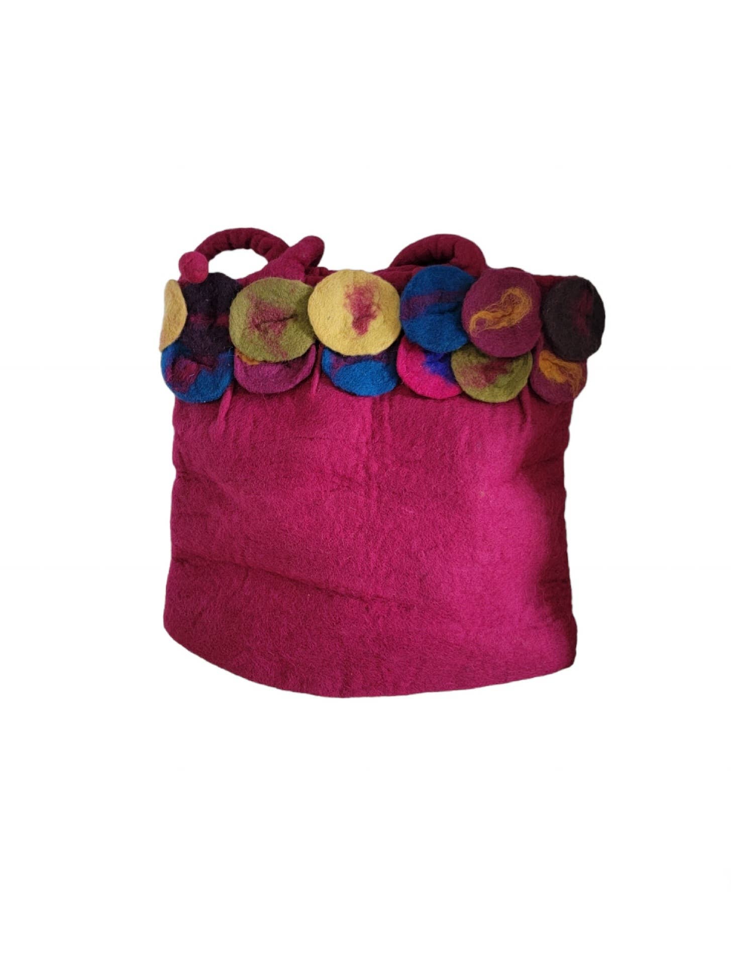Evergreen Guardian Imports - Wholesale Tote Bag - Women's - BA594 Wool Felt Bag Purple-Pink With Floral Brim2