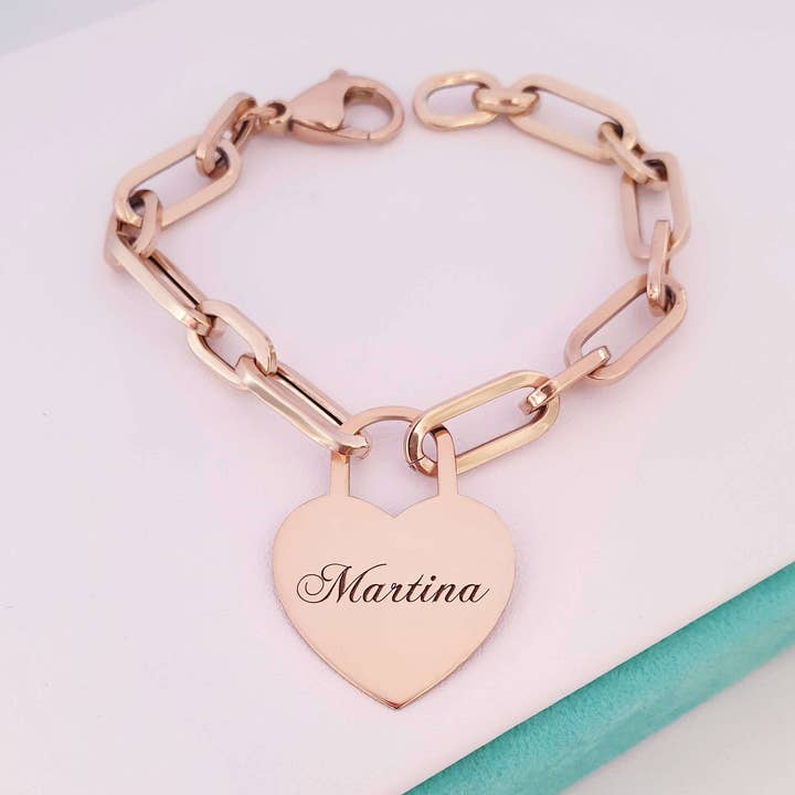 Hangslot hartarmband met „aanpasbare” gravure. voor wholesale door M di Martina