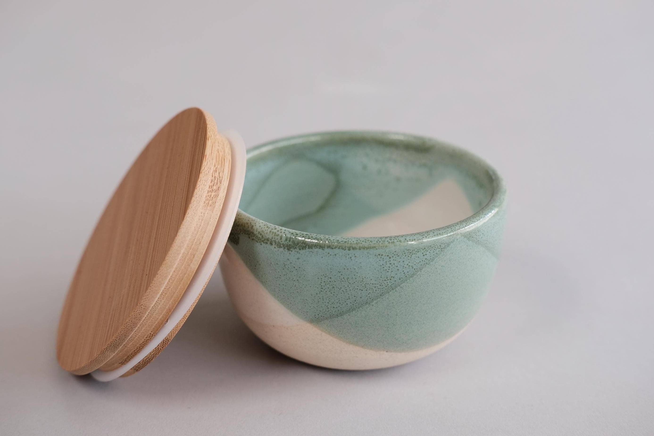 FHAR Studio - Wholesale Salt Mill - core - Salt Cellar with Bamboo Lid - Handmade porcelain 8