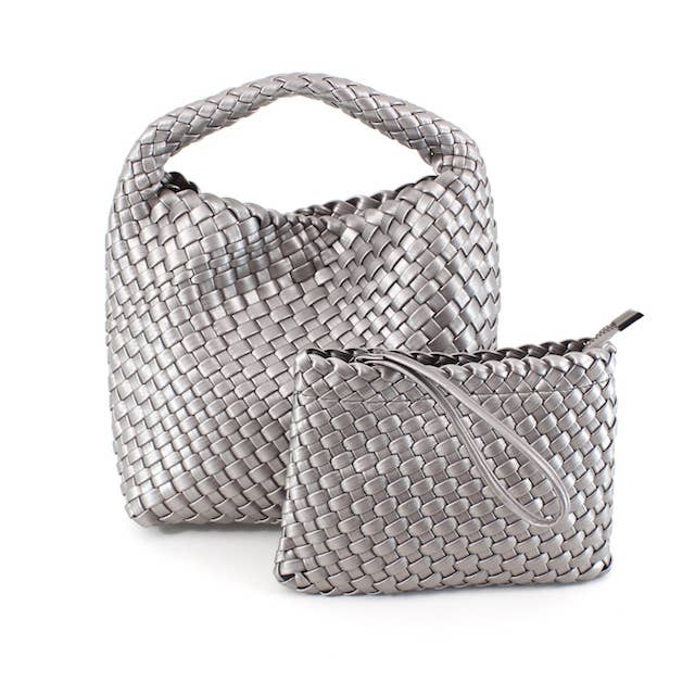 Pretty Persuasions - Wholesale Crossbody Bag - Women's - P24015 Medium Woven Hobo Crossbody Bag w/Cosmetic Pouch1