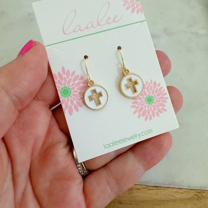 Laalee Jewelry - Wholesale Dangle Earrings - Easter Basket Gift, Cross Earrings, Religious Kid Jewelry