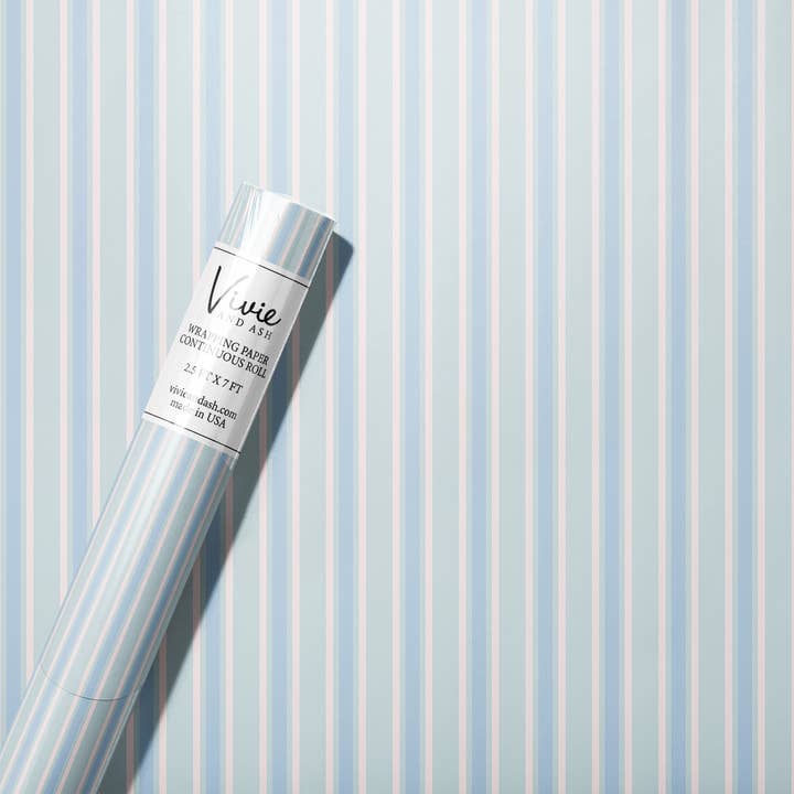 Rollo de papel de regalo con rayas azules. para venta al por mayor de Vivie and Ash