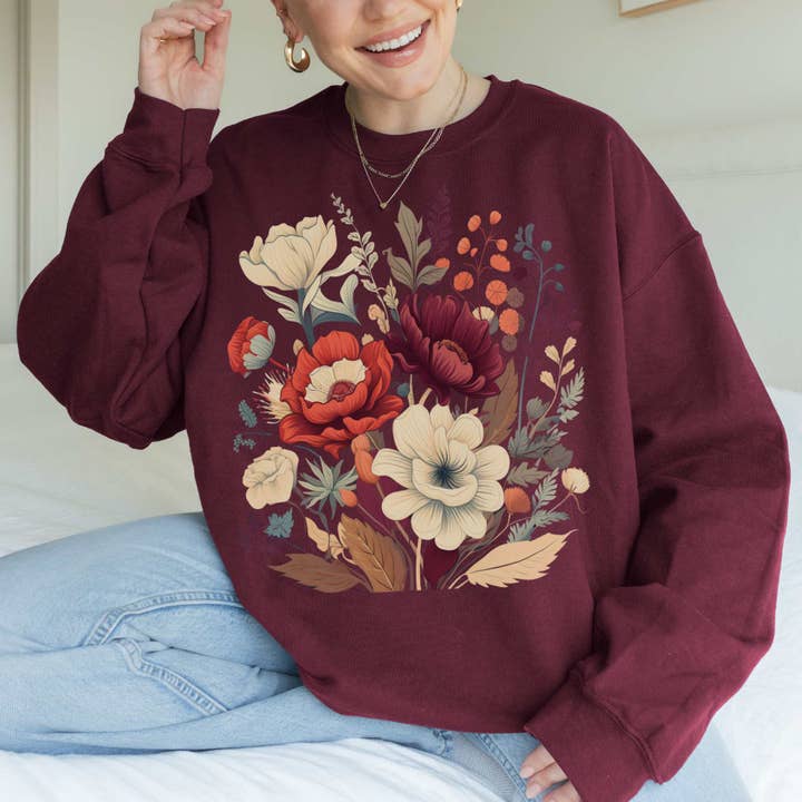Sisterly Gifts Shop - Wholesale Graphic Sweatshirt - Women's - Vintage Botanical Sweatshirt | Graphic Nature Crewneck2