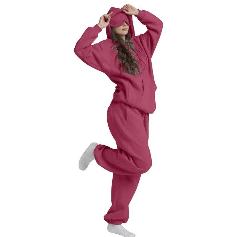 Sheer Trend - Vente Ensemble de vêtements d'intérieur – femme - Ensemble Décontracté à Capuche et Pantalon de Couleur Unie7