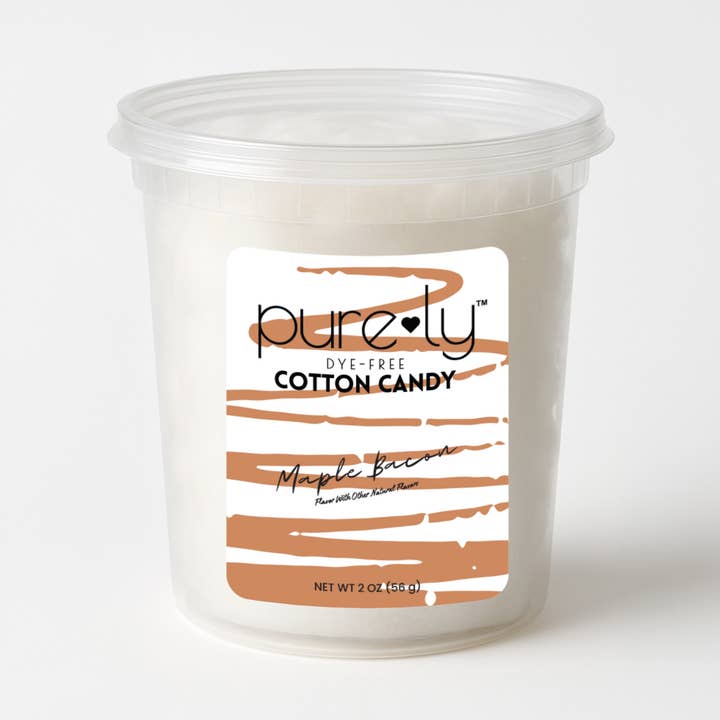 Barbe à Papa au Bacon Érable Sans Colorant 2 oz Tub pour la vente par Purely Cotton Candy