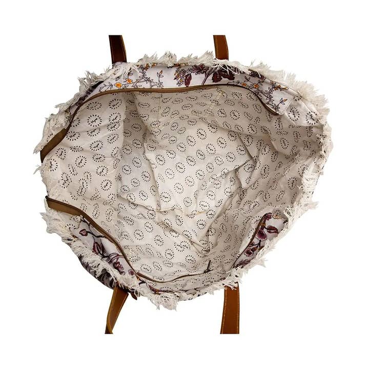 Texas Western Cowhide Bags and More - Wholesale Weekender Bag - Women's - Floral and Denim Weekender Travel Bag Myra