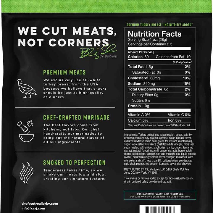 KRAVE & Chef's Cut Real Jerky - Vente Viande séchée - Jerky Teriyaki à la dinde1