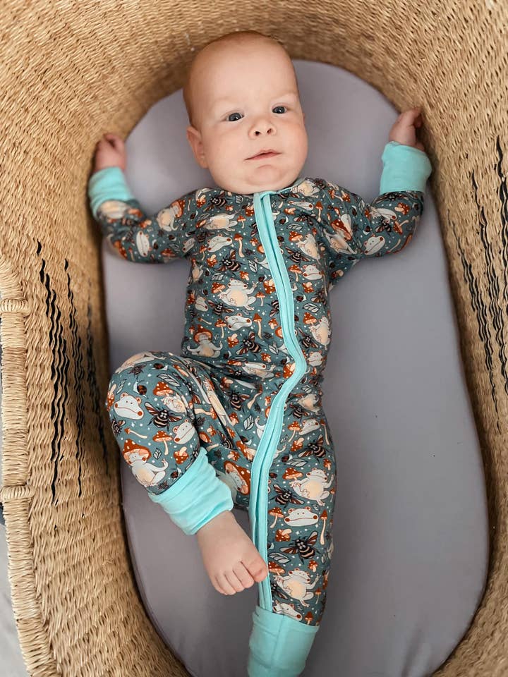 Sunshine Luckies - Vente Grenouillère – bébé - Pyjama zippé en bambou Toad-ally Zen5