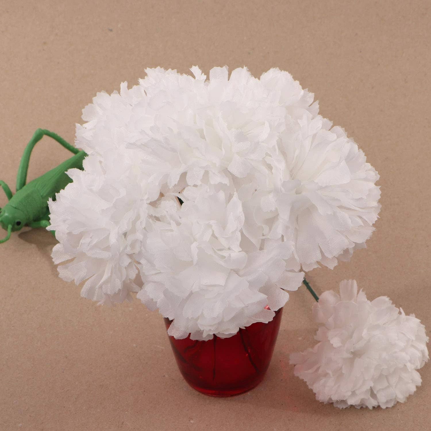 Larksilk - Wholesale Artificial Flowers - 100 White Silk Carnation Picks, Artificial Flower Heads5