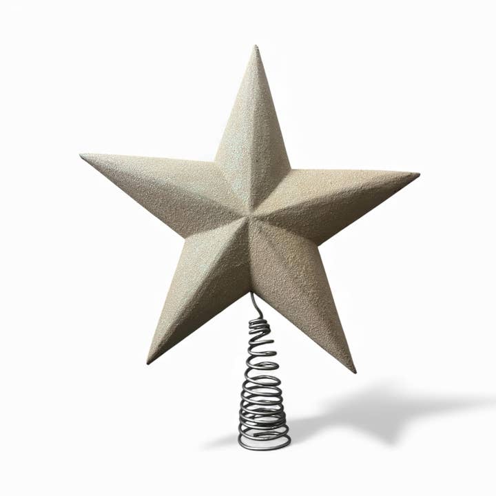 Star Tree topper white glitter 11 inches across for wholesale by Erik & Mike