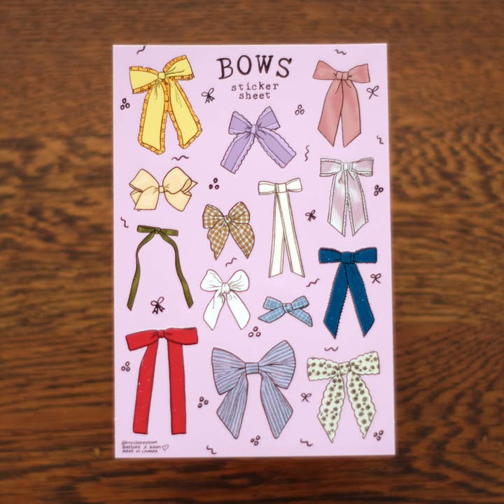 Vintage Bows Sticker Sheet 4" x 6" for wholesale by Bayside by Sam