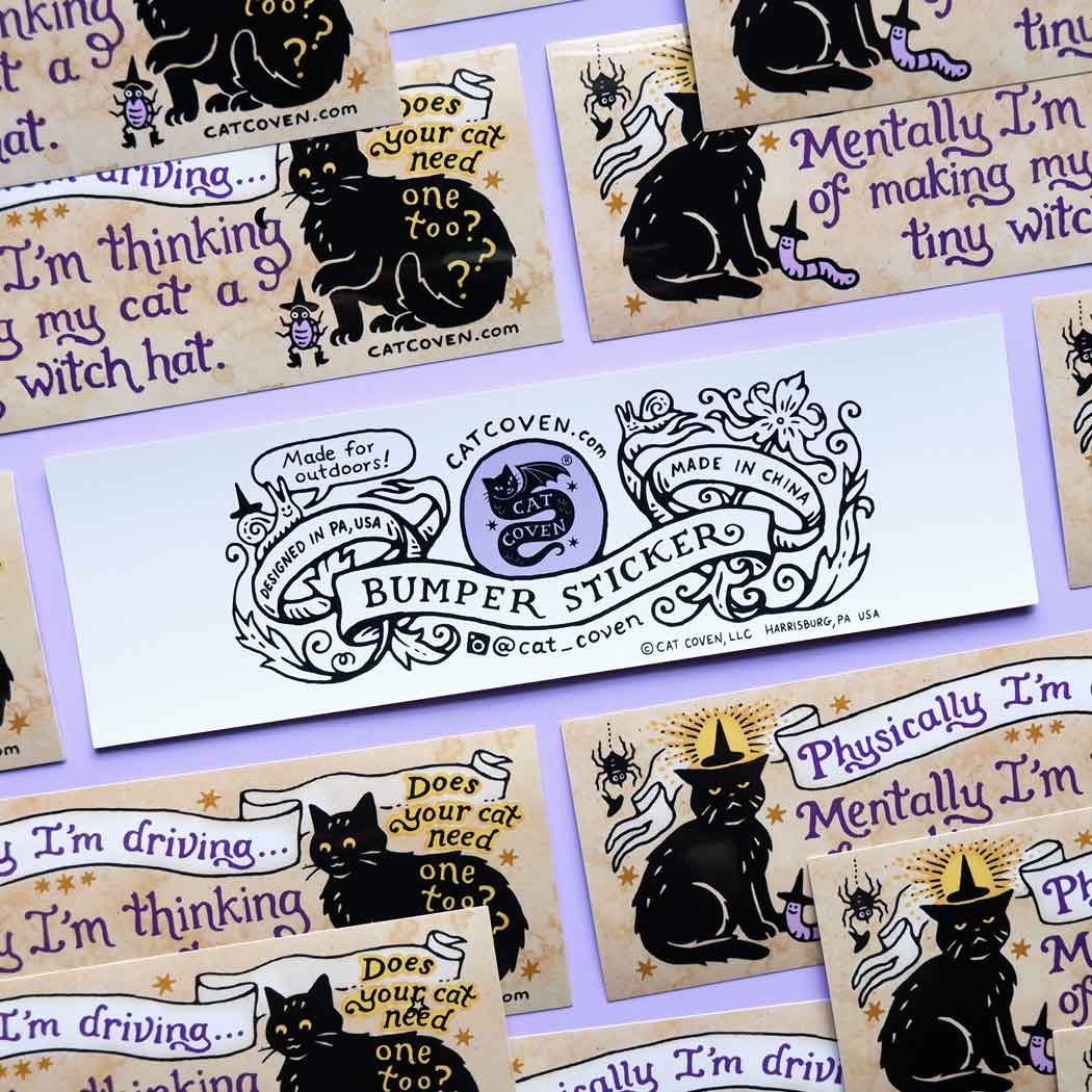 Cat Coven - Wholesale Sticker - Tiny Witch Hat - Bumper Sticker2