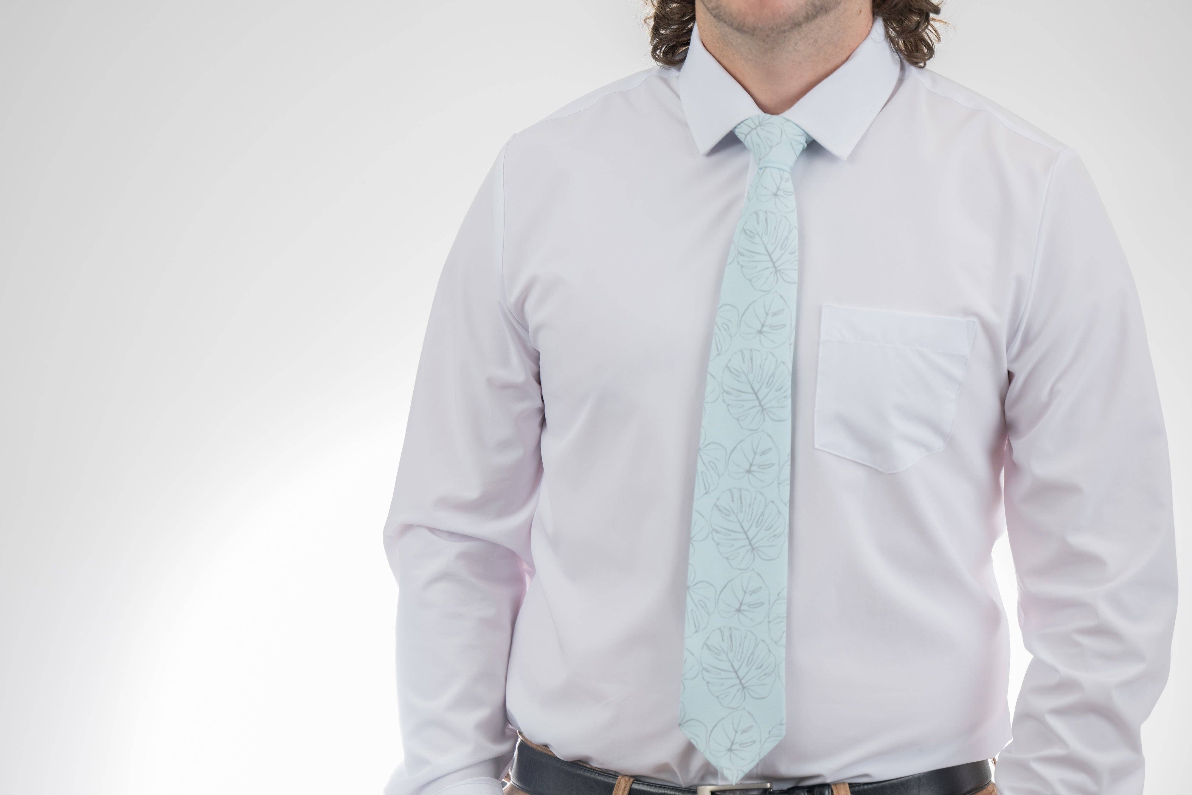 Bombora Ties - Wholesale Necktie - Men's - Monstera Sketch (seafoam)4