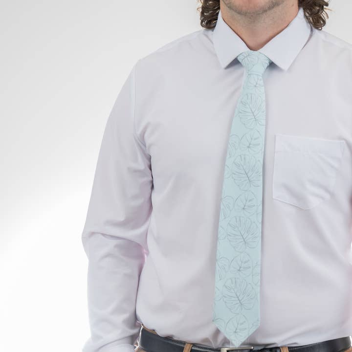 Bombora Ties - Wholesale Necktie - Men's - Monstera Sketch (seafoam)4