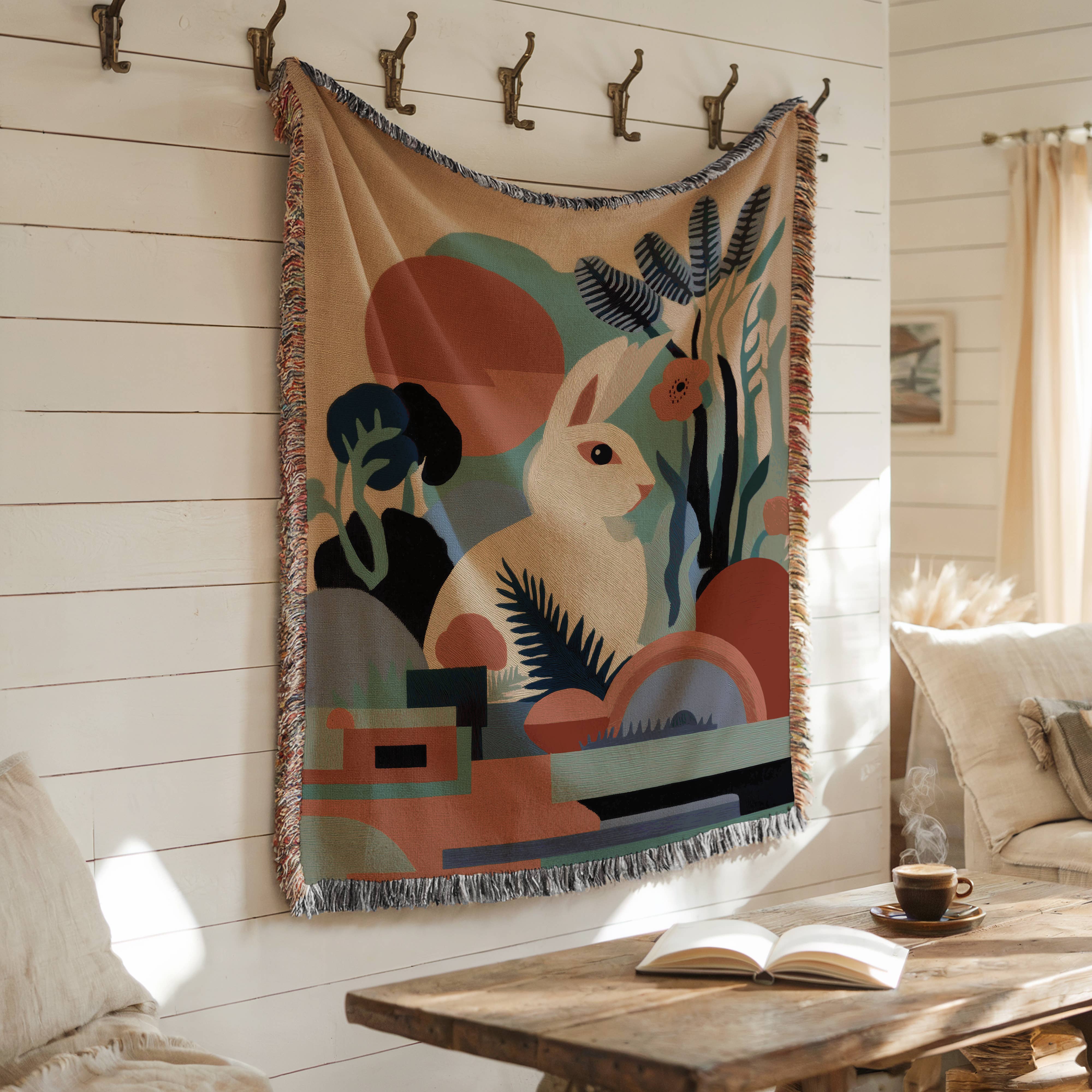 CasaIuliia – Engroshandel Tæppe – Moderne Kanin Vævet Tæppe – Kunstnerisk Bomulds Jacquard Plaid6