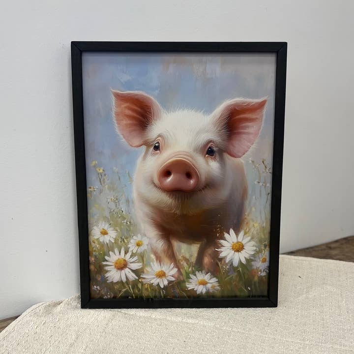 JanMichaels Art & Home - Wholesale Wall Sign - HMK105 Sunny Piglet Box Frame