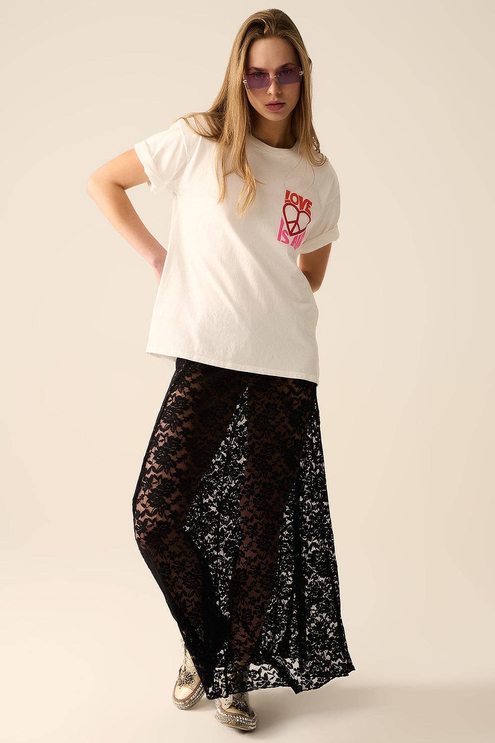 White T-Shirt with Love is Air and Heart with Peace logo for wholesale on Faire5