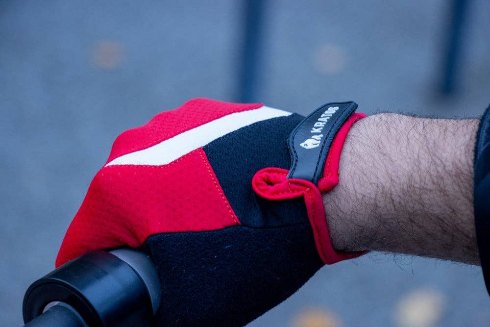 Kratos - Wholesale Gloves - Unisex - Mountain Biking Gloves | Full Finger Padded Cycling Gloves - RED10
