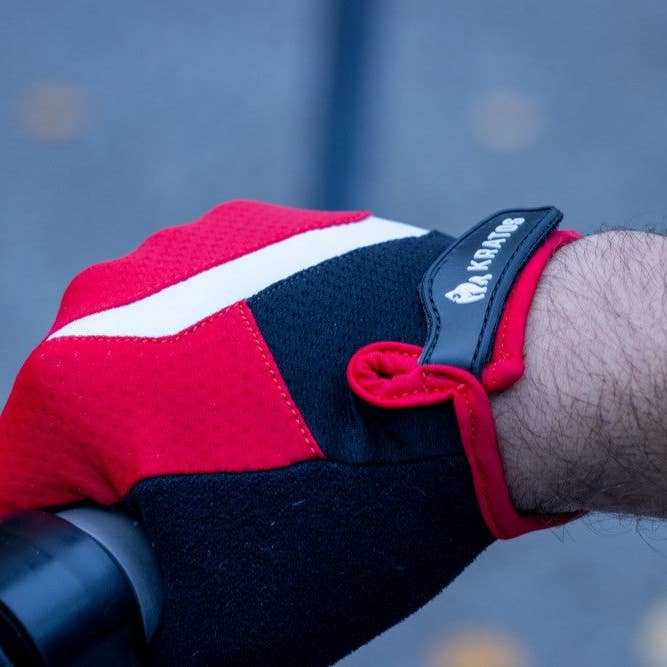 Kratos - Wholesale Gloves - Unisex - Mountain Biking Gloves | Full Finger Padded Cycling Gloves - RED10