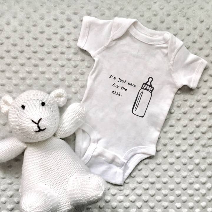 Baby Onesie - Here for the Milk for wholesale by Things UnCommon