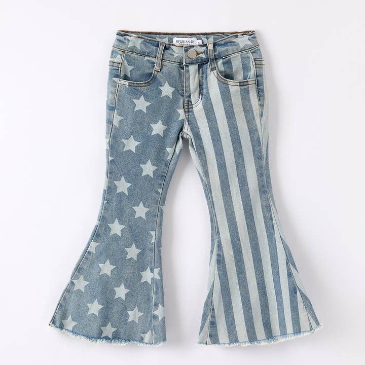 4th of july Patriotic Star Stripe Flare Jeans for wholesale by MOOGCO Silver Nursing Cups