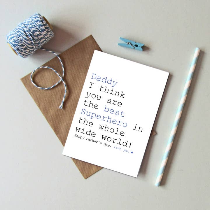 Daddy Best Superhero Card for wholesale by Always Sparkle