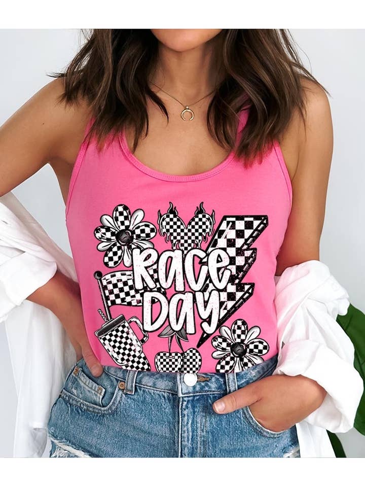 Race Day Graphic Racerback Tanktop voor wholesale door COLORBEAR