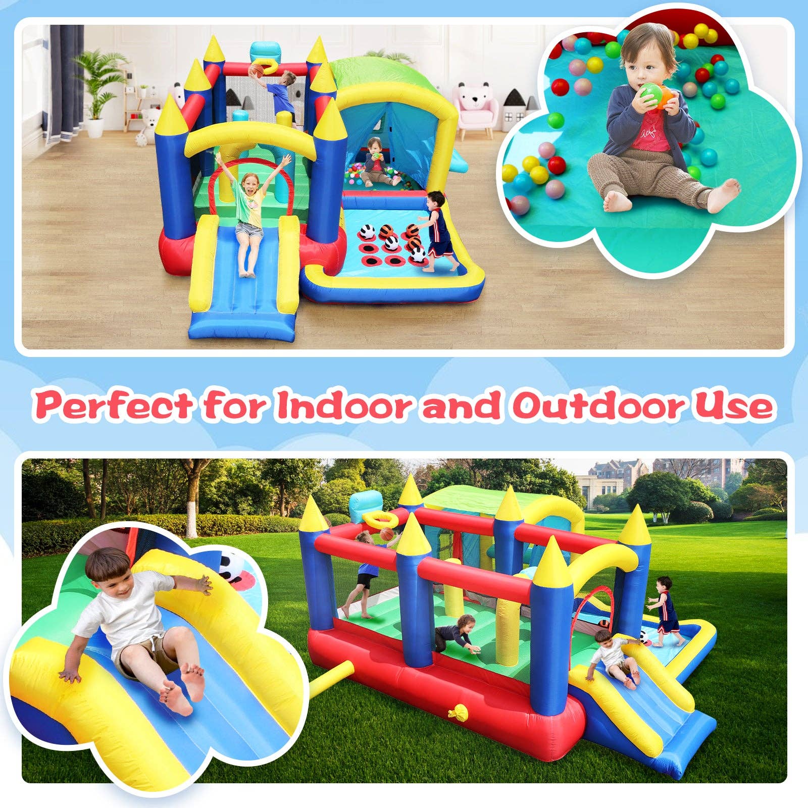 39F Inc. - Wholesale Inflatables - 7 in 1 Inflatable Bouncy House Castle with Ball Pit for Kids4