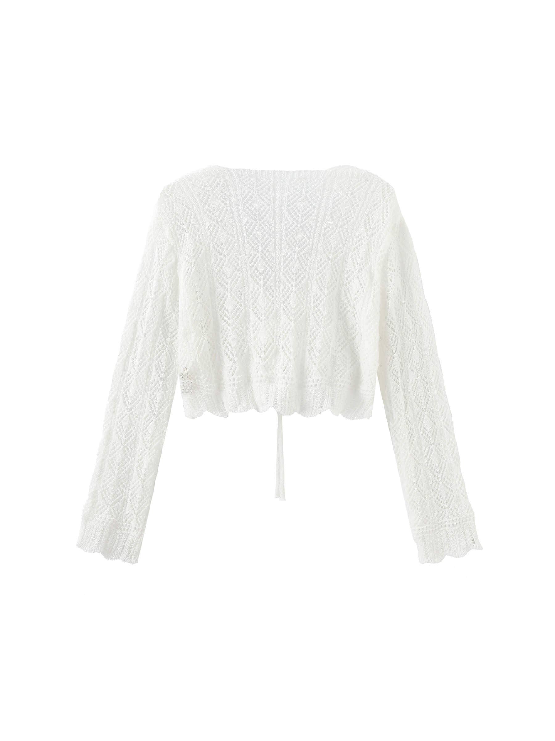 CUBIC - Vente Haut en maille – femme - Haut en maille fine à col en V et cordon1