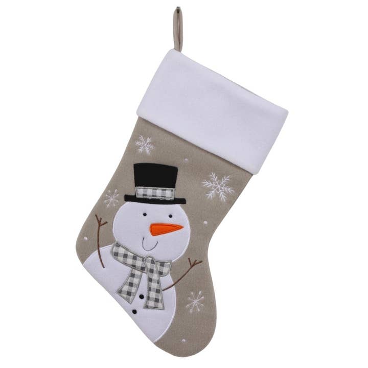 Modern Grey Christmas Stocking - Snowman for wholesale by Snug as a Bug