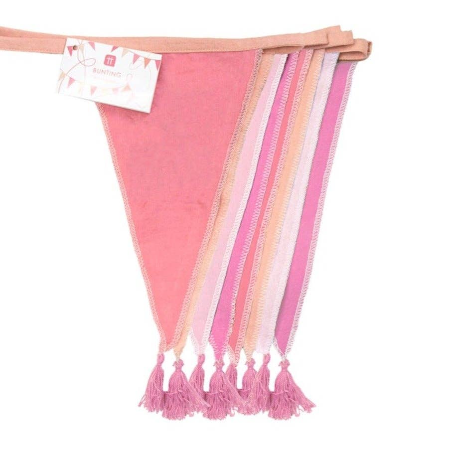 Talking Tables UK - Wholesale Bunting/garland - Pink Fabric Cotton Bunting - 3m | Valentine's Day |2