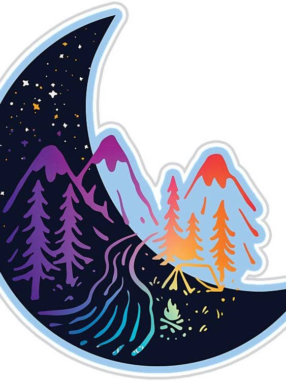Outdoor Adventure Moon Sticker for wholesale by Fabdaz