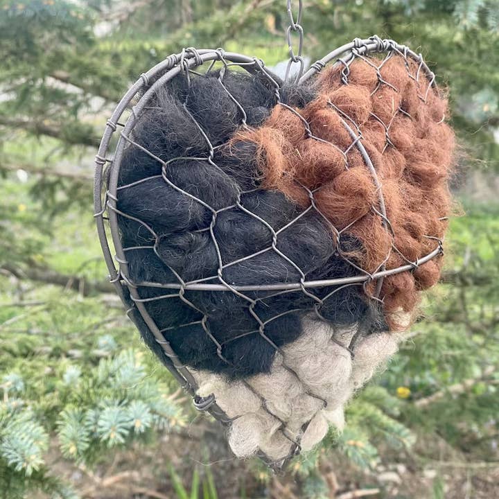 Alpaca Fiber Heart Bird Nesting Cage – Refillable & Reusable for wholesale by Alpaca Key Farm LLC
