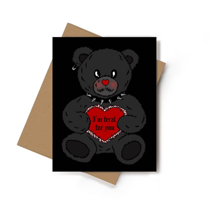 I'm Feral For You Valloween Valentine's Day Greeting Card for wholesale by Spooky Glam Paper