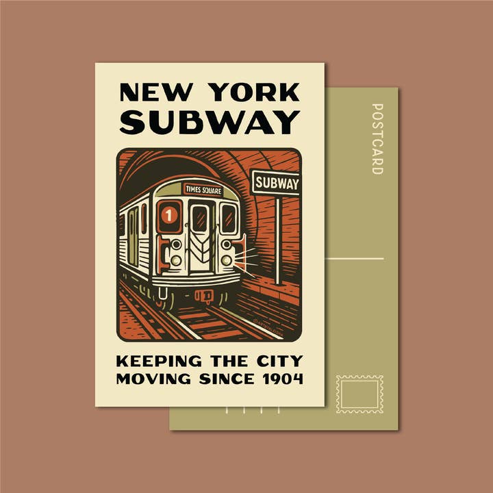 By Aleisha - Wholesale Postcard - New York Subway Retro Postcard