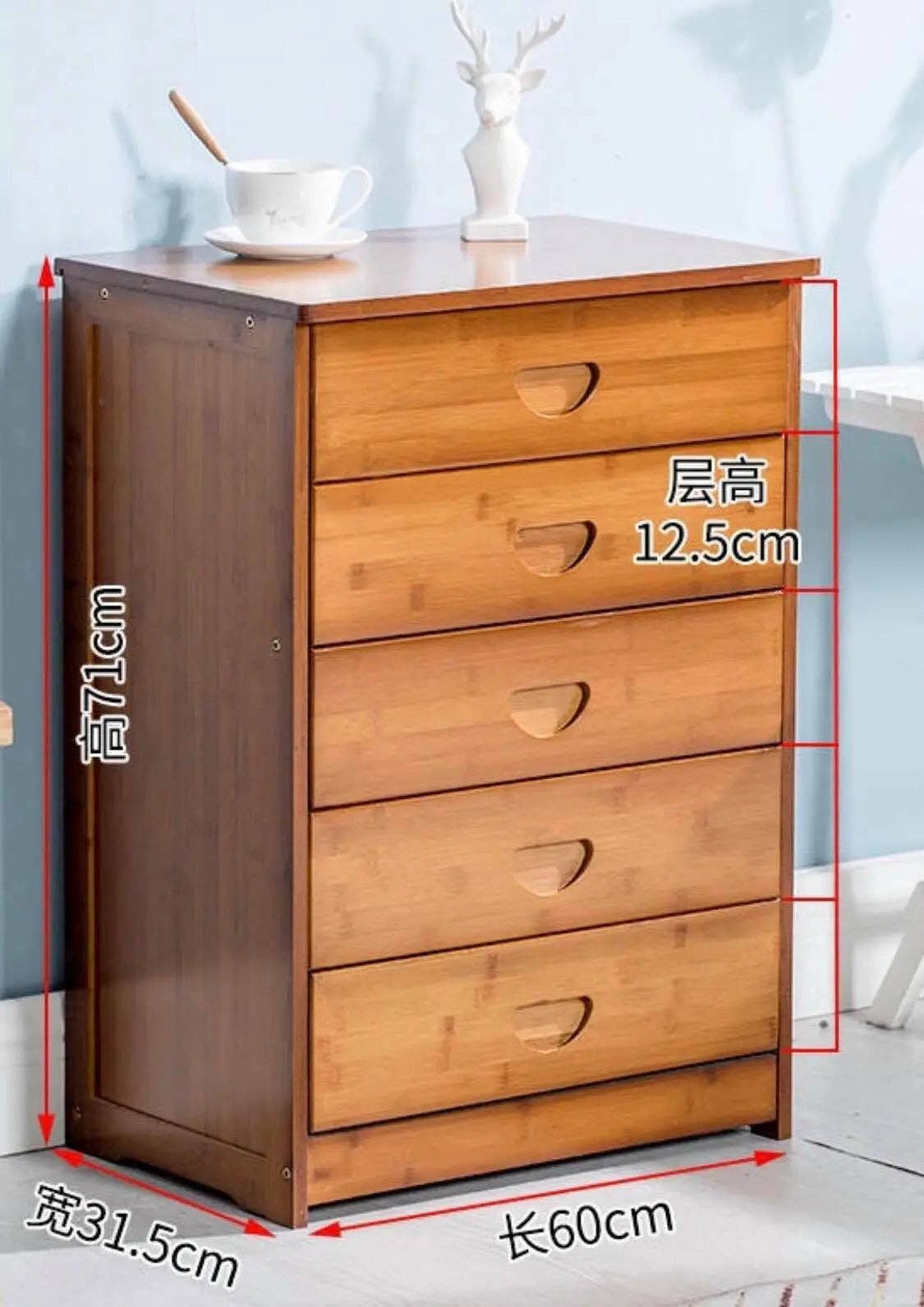 everythingbamboo - Vente Armoire - Commode moderne en bambou massif avec tiroirs pour chambre, choix élégant de rangement4
