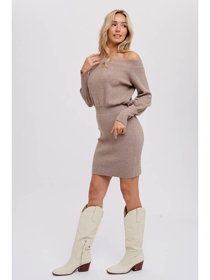 Bluivy - Wholesale Jurk - Dames - OFF-THE-SHOULDER SWEATERJURK18