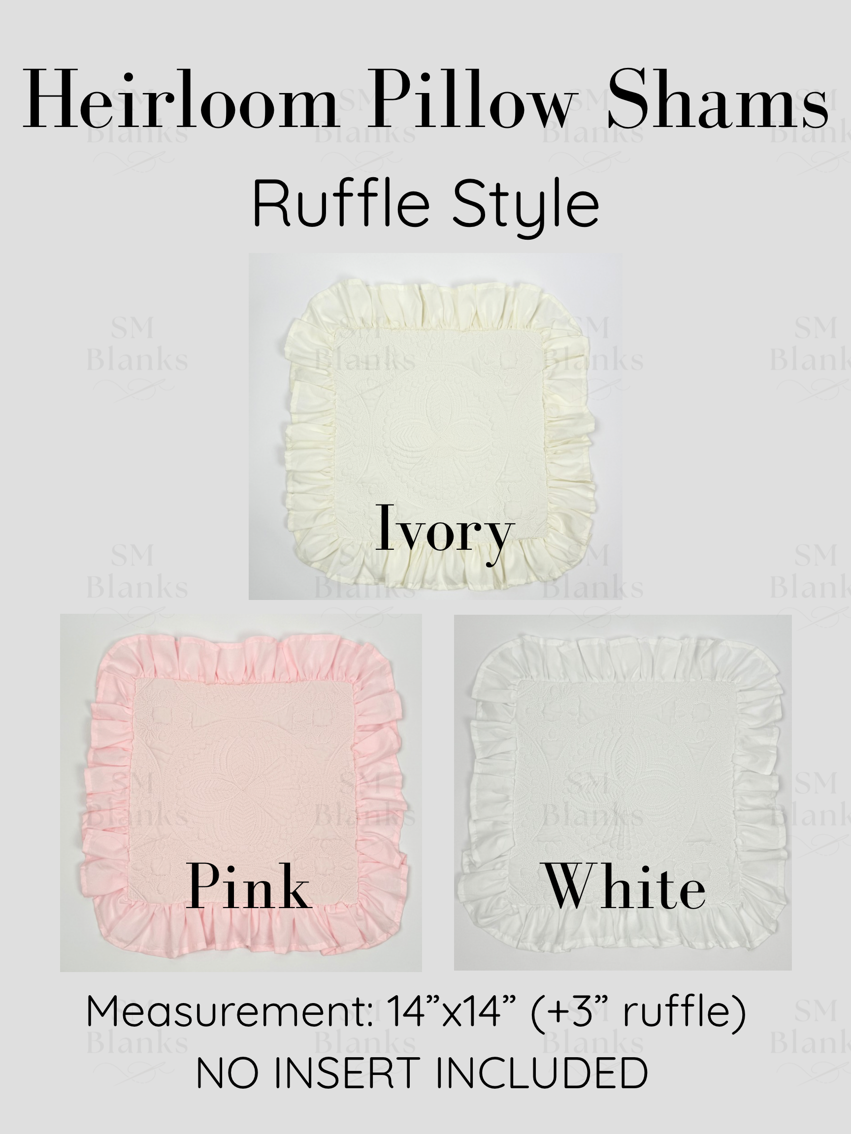 SM Blanks - Wholesale Bedding Pillowcase/Sham - White Ruffle Heirloom Pillow Sham4
