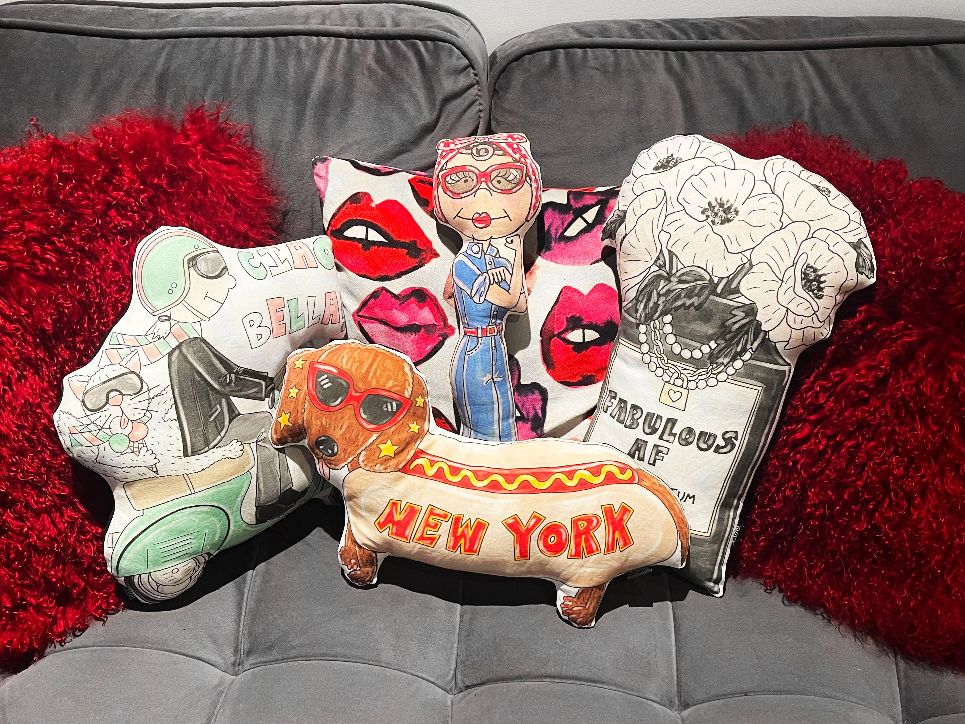 KAHRI - Wholesale Throw/Decorative Pillow - Ciao Bella Pillow-Plush Italy Cat Art Pillow Home Decor Gift3