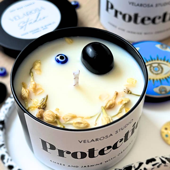 Protection Candle – Amber and Jasmine Aromatherapy for wholesale by Velarosa Studio LLC