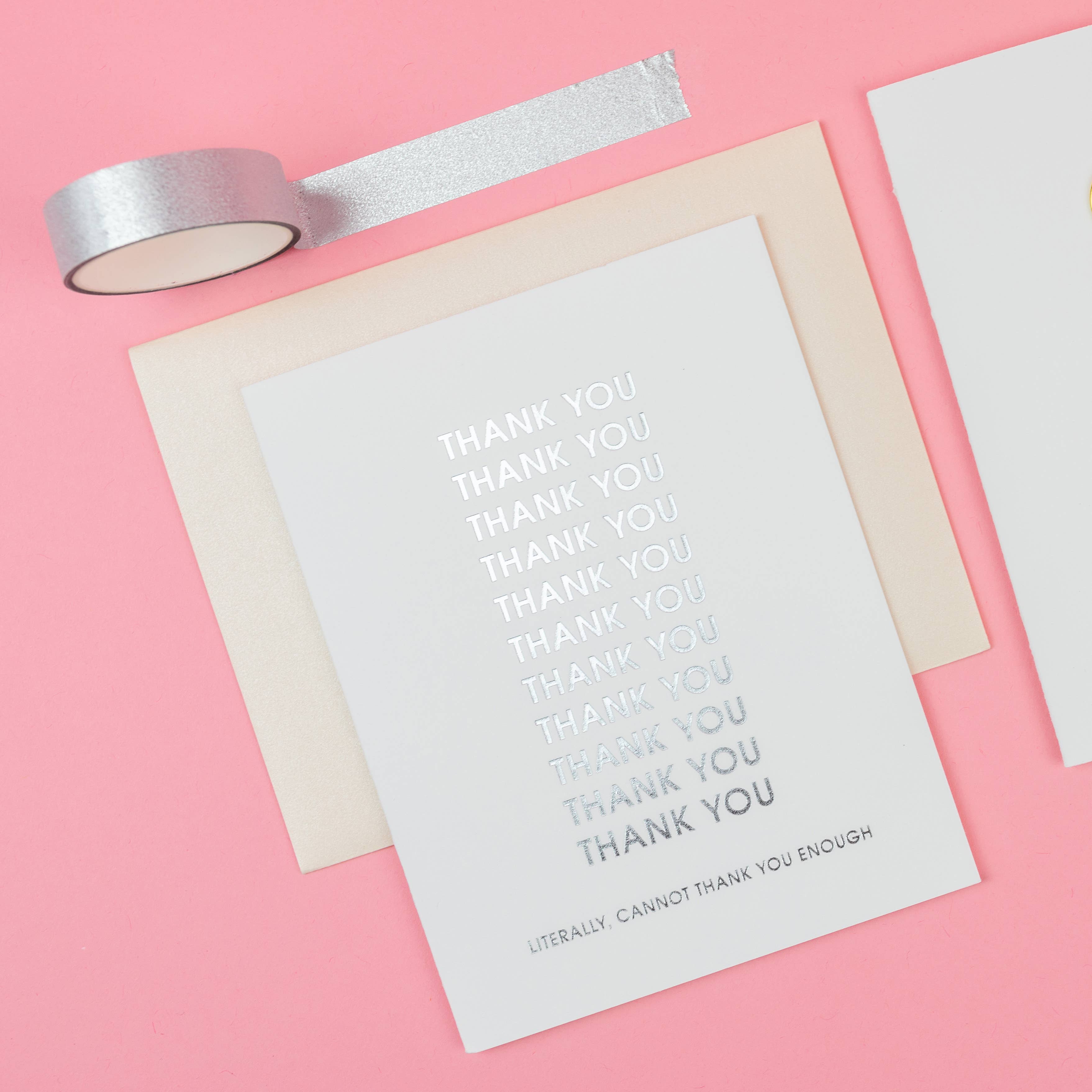 Chez Gagné - Venta al por mayor Tarjetas de agradecimiento - No puedo agradecerte lo suficiente - Gracias - Tarjeta de impresión tipográfica en relieve con foil1