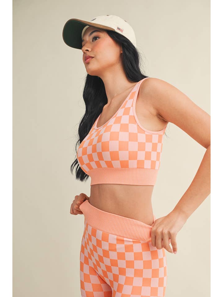 KIMBERLY C - Wholesale Activewear Set - Women's - Checkmate Cropped Two Piece Set63