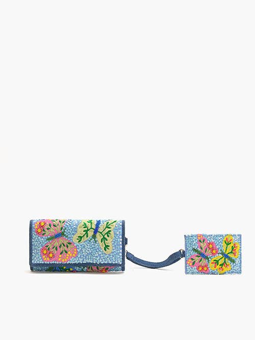 Azure Butterfly Ballet Wallet With Card Holder for wholesale by America & Beyond