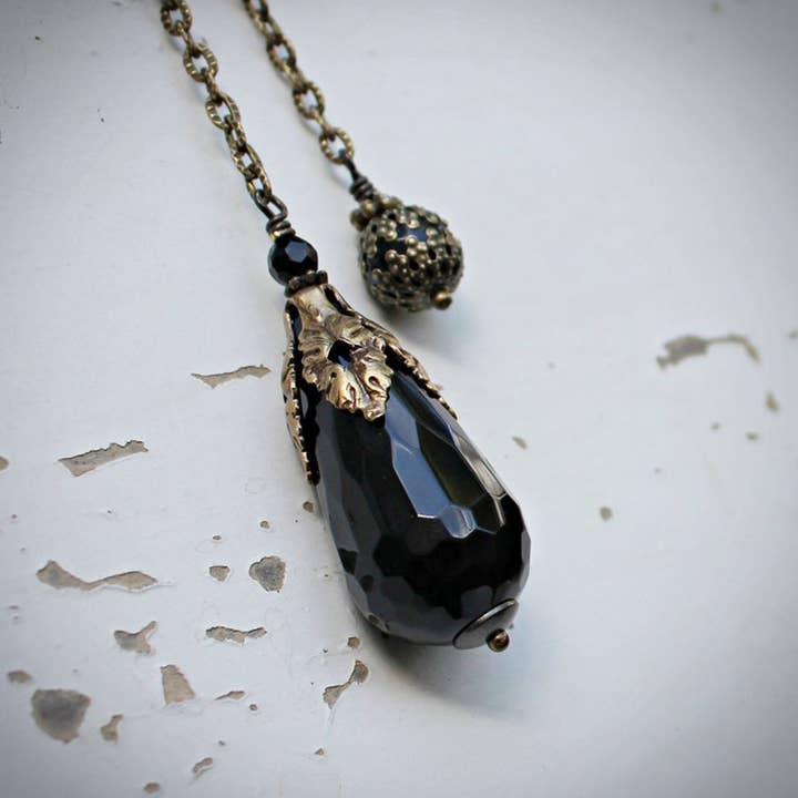 Circa 1890 - Wholesale Meditation Supplies - Faceted Black Onyx Jewelry Pendulum | Protection—Success3